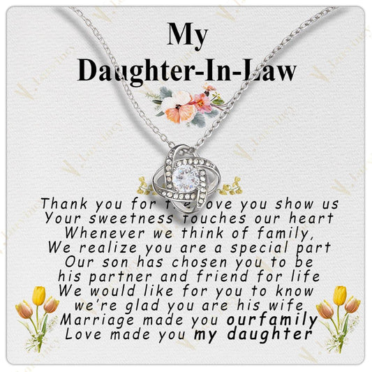 Daughter In Law Gift Ideas, Daughter In Law Necklace From Mother In Law, Birthday Gift For Daughter In Law With Gift Box And Personalized Message Card, Flower Ourfamily - Larvincy