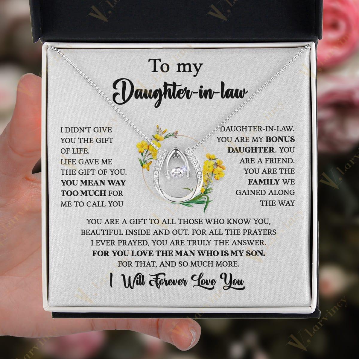 Daughter In Law Gift Ideas, Daughter In Law Necklace From Mother In Law, Birthday Gift For Daughter In Law With Gift Box And Personalized Message Card, Floral Wreath Leaf Yellow - Larvincy