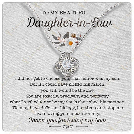 Daughter In Law Gift Ideas, Daughter In Law Necklace From Mother In Law, Birthday Gift For Daughter In Law With Gift Box And Personalized Message Card, Chrysanthemum White - Larvincy