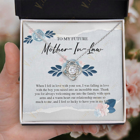 Future Mother In Law Gift, Mother Of The Groom Gifts, Mother In Law Necklace, Mother In Law Wedding Gift With Gift Box And Personalized Message Card, Flower Painting Page - Larvincy Jewel