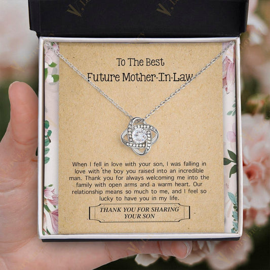 Future Mother In Law Gift, Mother Of The Groom Gifts, Mother In Law Necklace, Mother In Law Wedding Gift With Gift Box And Personalized Message Card, Flower Leafs Art - Larvincy Jewel
