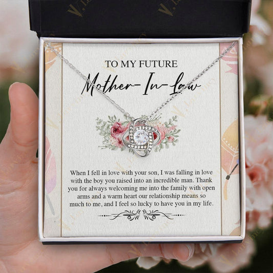 Future Mother In Law Gift, Mother Of The Groom Gifts, Mother In Law Necklace, Mother In Law Wedding Gift With Gift Box And Personalized Message Card, Rose Flower Art - Larvincy Jewel