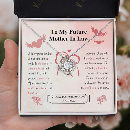 Future Mother In Law Gift, Mother Of The Groom Gifts, Mother In Law Necklace, Mother In Law Wedding Gift With Gift Box And Personalized Message Card, Mom Son Heart Art - Larvincy Jewel