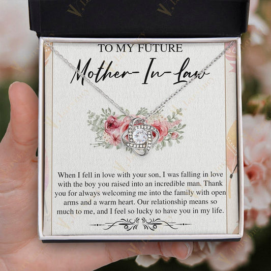 Future Mother In Law Gift, Mother Of The Groom Gifts, Mother In Law Necklace, Mother In Law Wedding Gift With Gift Box And Personalized Message Card, Rose Art Flower - Larvincy Jewel