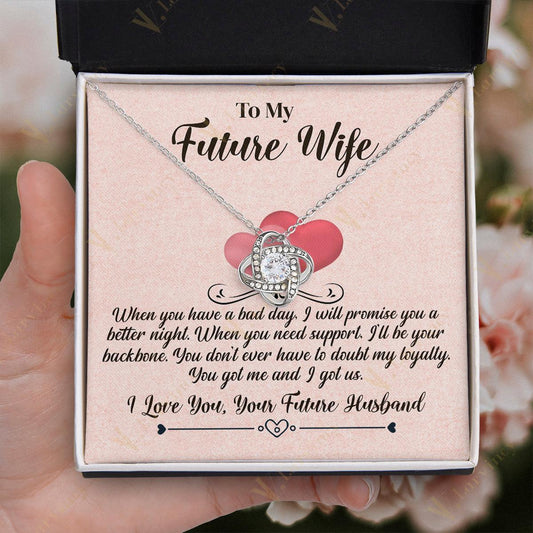 To My Future Wife Necklace From Husband, Soulmate Necklace, Jewelry Wedding Anniversary Gifts For Wife With Gift Box Personalized Message Card, A Better Night - Larvincy Jewel