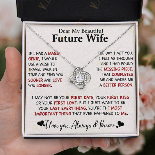 To My Future Wife Necklace From Husband, Soulmate Necklace, Jewelry Wedding Anniversary Gifts For Wife With Gift Box Personalized Message Card, Fond You Sooner - Larvincy Jewel