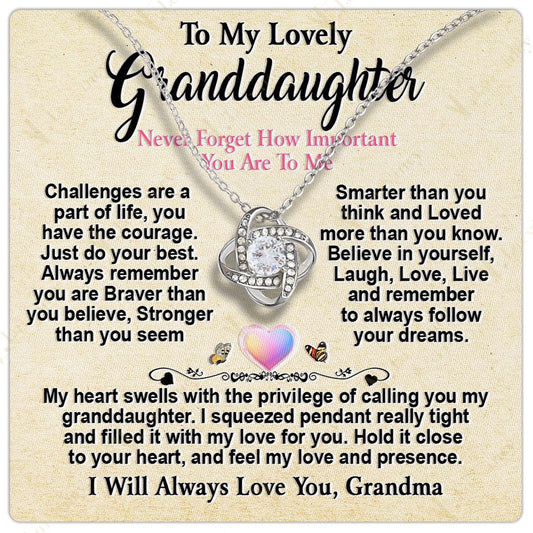 To My Beautiful Granddaughter Necklace From Grandma Grandpa, Jewelry Gift For Granddaughter With Gift Box And Personalized Message Card, Follow Your Dreams - Larvincy Jewel