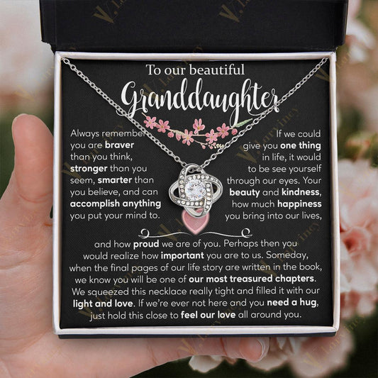 To My Beautiful Granddaughter Necklace From Grandma Grandpa, Jewelry Gift For Granddaughter With Gift Box And Personalized Message Card, Treasured Chapters - Larvincy Jewel