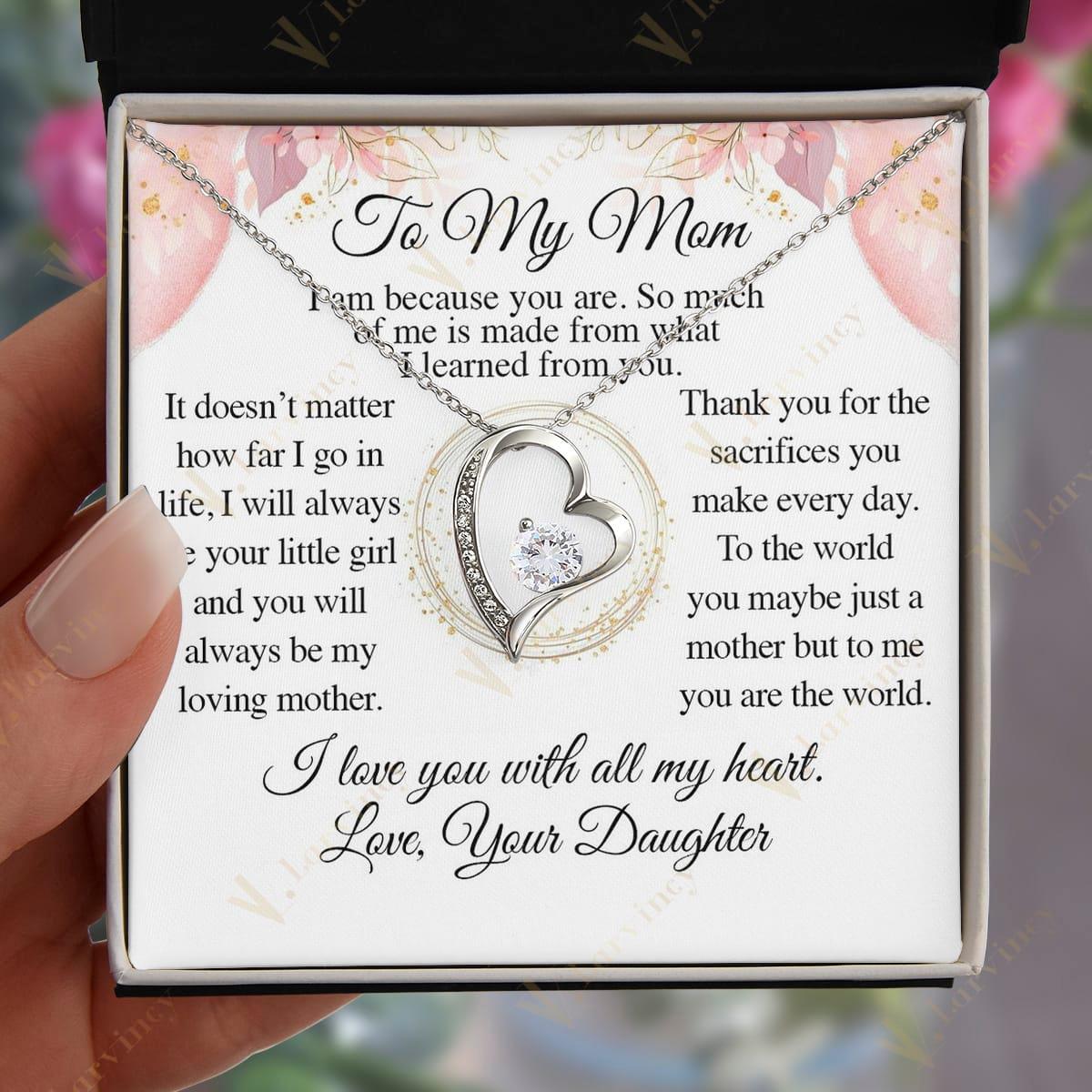 Mom Necklace Gifts From Daughter, Love Necklace For Mom, Jewelry For Mom Gifts From Daughter Necklace With Gift Box Personalized Message Card, Thank You Mom - Larvincy Jewel