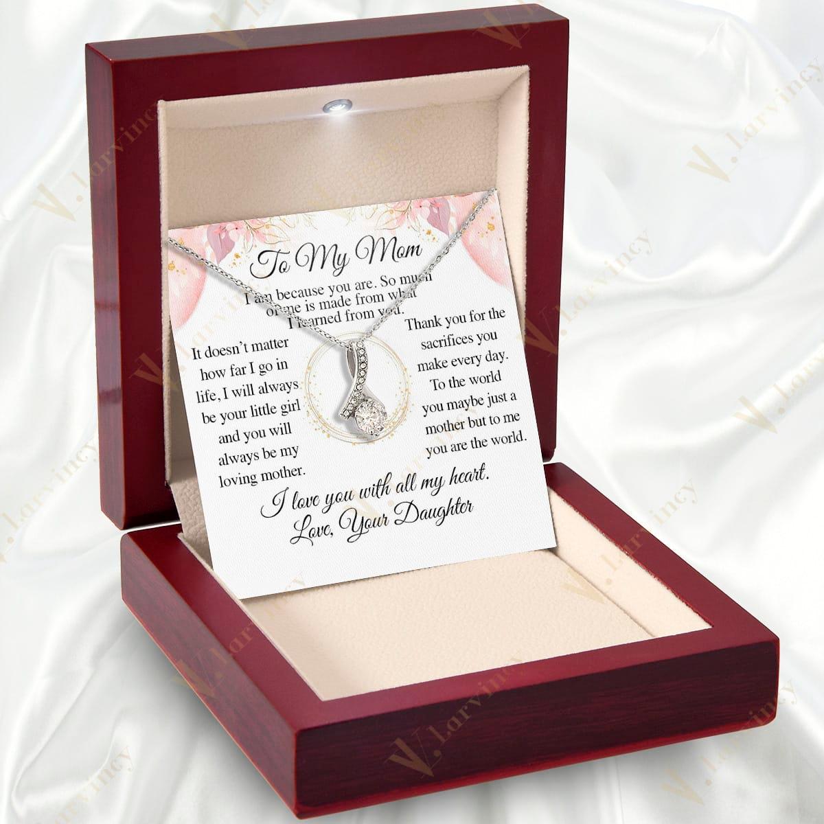 Mom Necklace Gifts From Daughter, Love Necklace For Mom, Jewelry For Mom Gifts From Daughter Necklace With Gift Box Personalized Message Card, Thank You Mom - Larvincy Jewel