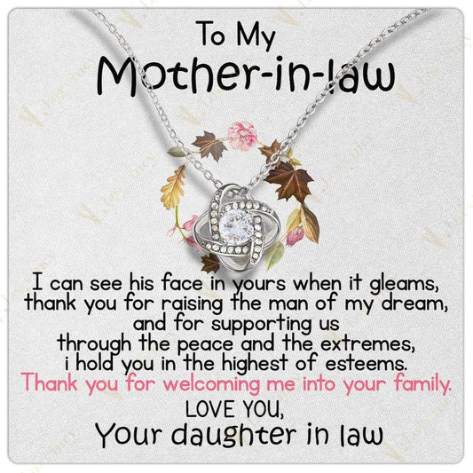 Mother In Law Gift Idea, Mother Of The Groom Gifts, Mother In Law Necklace, Mother In Law Wedding Gift With Gift Box And Personalized Message Card, Floral Wreath Leaf Dream - Larvincy Jewel