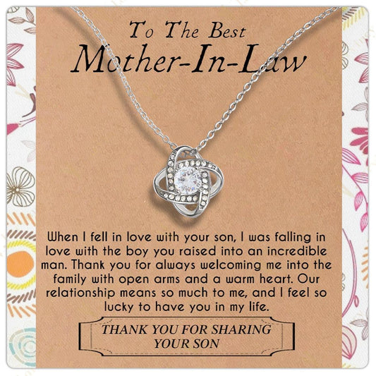 Mother In Law Gift Idea, Mother Of The Groom Gifts, Mother In Law Necklace, Mother In Law Wedding Gift With Gift Box And Personalized Message Card, Folwer Love Son - Larvincy Jewel