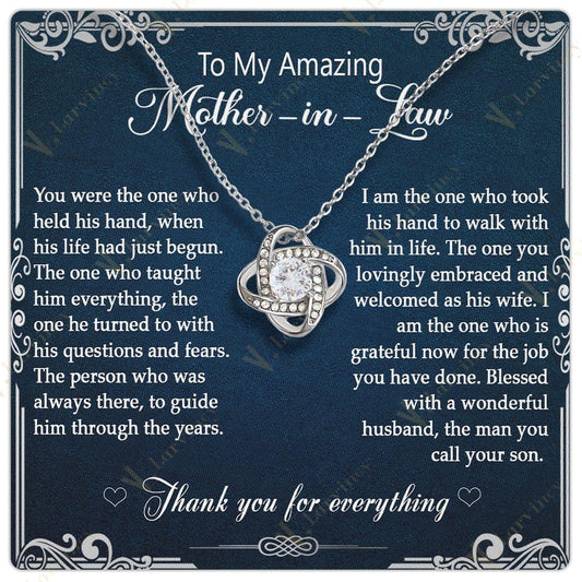 Mother In Law Gift Idea, Mother Of The Groom Gifts, Mother In Law Necklace, Mother In Law Wedding Gift With Gift Box And Personalized Message Card, Wonderful Husband - Larvincy Jewel