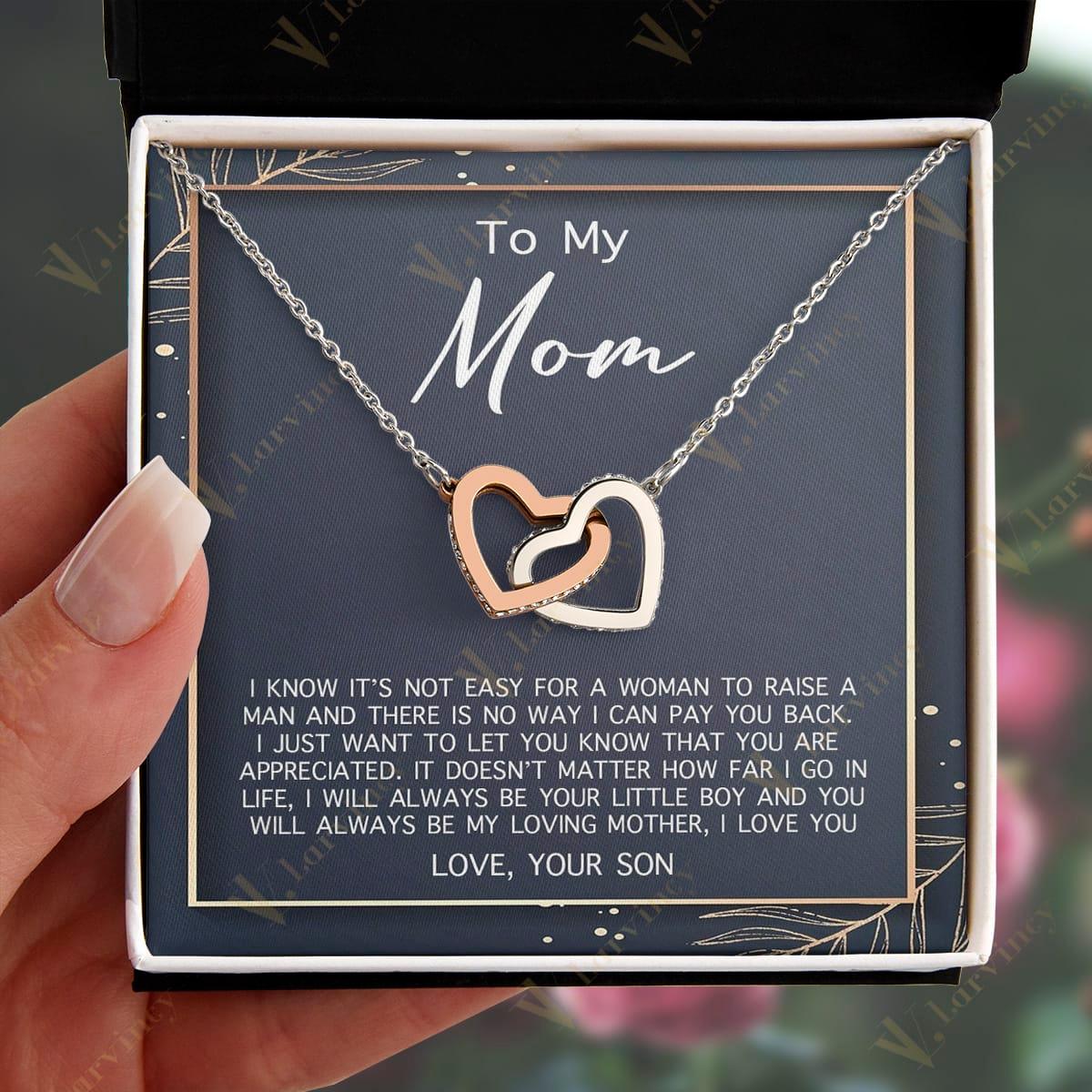 Mothers Day Gifts For Mom From Son, To My Mom Birthday Gifts From Son, Unique Jewelry Gifts For Mom With Gift Box Personalized Message Card, Love Mom - Larvincy Jewel