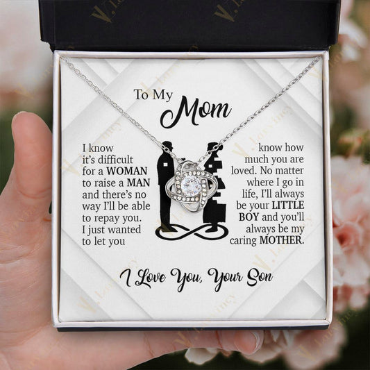 Mothers Day Gifts For Mom From Son, To My Mom Birthday Gifts From Son, Unique Jewelry Gifts For Mom With Gift Box Personalized Message Card, Raise Man - Larvincy Jewel