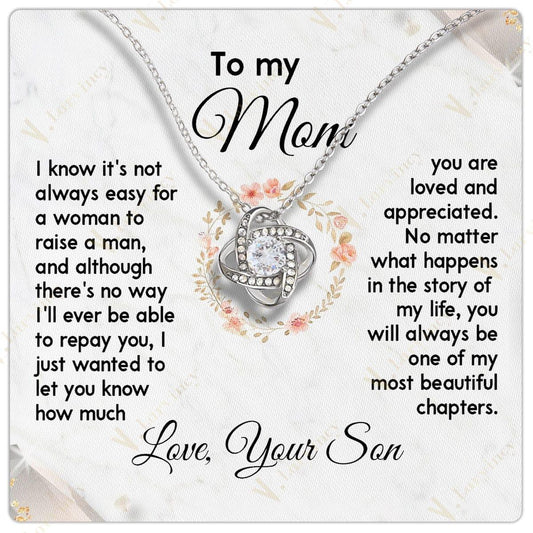 Mothers Day Gifts For Mom From Son, To My Mom Birthday Gifts From Son, Unique Jewelry Gifts For Mom With Gift Box Personalized Message Card, Story My Life - Larvincy Jewel