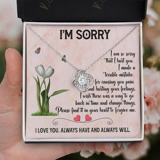 Im Sorry Gifts For Her - I'm Sorry Gifts For Her, Apology Gifts For Her, I Love You Im Sorry Gift For Her, Apologize Gift For Wife, Girlfriend, Soulmate, 14k White Gold Necklace With Card And Box, My Mistake - Larvincy Jewel