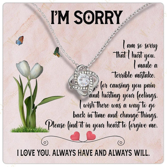 Im Sorry Gifts For Her - I'm Sorry Gifts For Her, Apology Gifts For Her, I Love You Im Sorry Gift For Her, Apologize Gift For Wife, Girlfriend, Soulmate, 14k White Gold Necklace With Card And Box, My Mistake - Larvincy Jewel