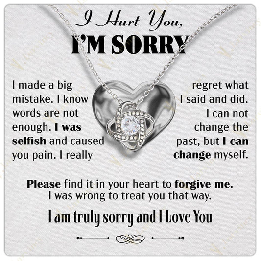 Im Sorry Gifts For Her - I'm Sorry Gifts For Her, Apology Gifts For Her, I Love You Im Sorry Gift For Her, Apologize Gift For Wife, Girlfriend, Soulmate, 14k White Gold Necklace With Card And Box, To Forgive Me - Larvincy Jewel