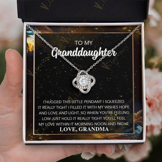 To My Beautiful Granddaughter Necklace From Grandma Grandpa, Jewelry Gift For Granddaughter With Gift Box And Personalized Message Card, Filled With Love - Larvincy