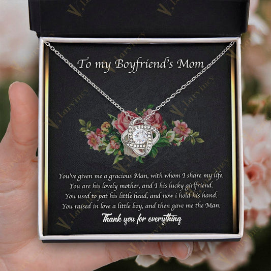 To My Boyfriend Mom Necklace, Jewelry Boyfriend's Mom Gifts, Boyfriends Mom Christmas Gifts From Girlfriend With Gift Box Personalized Message Card, His Lovely Mother - Larvincy Jewel