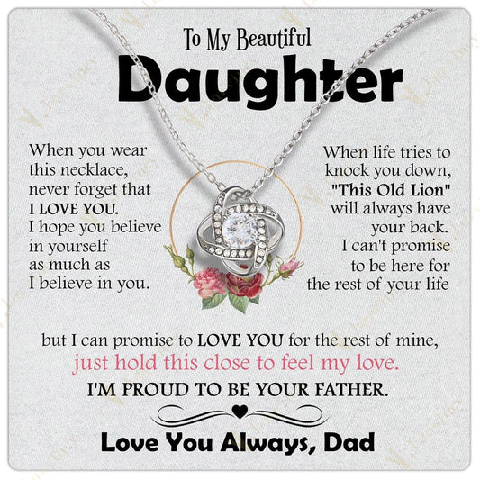 To My Daughter Necklace From Dad, Jewelry For A Daughter From Daddy With Gift Box And Personalized Message Card, Rose Leaf Wreath Love - Larvincy