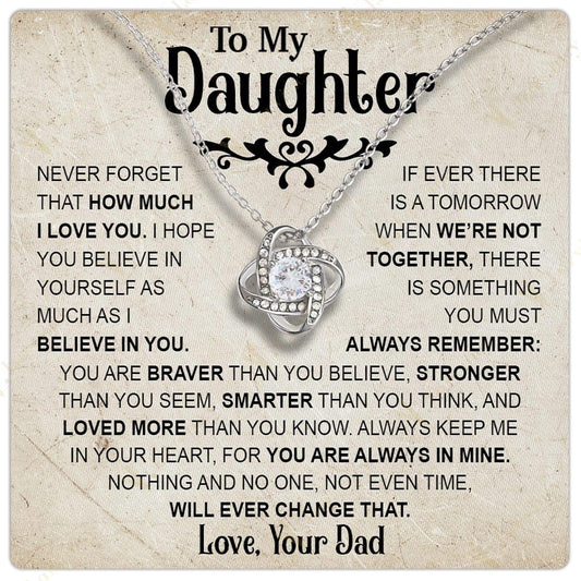 To My Daughter Necklace From Dad, Jewelry For A Daughter From Daddy With Gift Box And Personalized Message Card, Love Daughter So Much - Larvincy