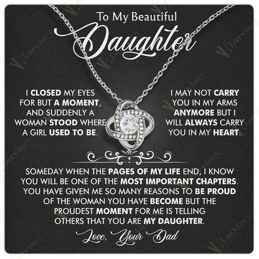 To My Daughter Necklace From Dad, Jewelry For A Daughter From Daddy With Gift Box And Personalized Message Card, Always Carry Daughter - Larvincy