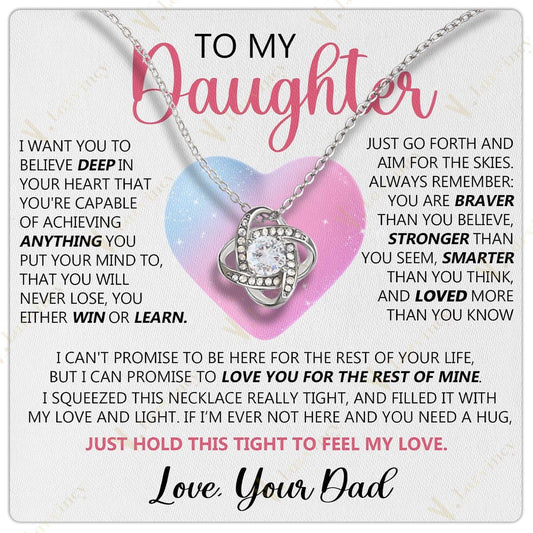 To My Daughter Necklace From Dad, Jewelry For A Daughter From Daddy With Gift Box And Personalized Message Card, Heart In Love Daughter - Larvincy