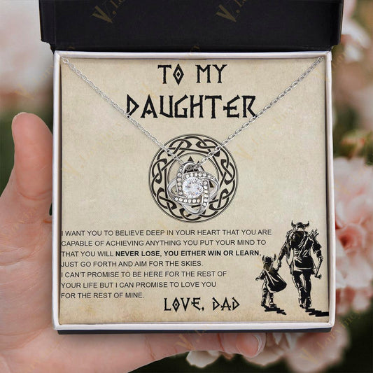 To My Daughter Necklace From Mom, Jewelry For A Daughter From Mom With Gift Box And Personalized Message Card, Viking Dad With Daughter - Larvincy