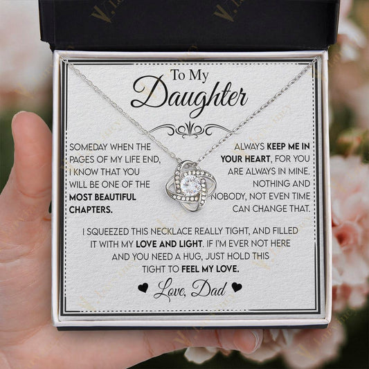 To My Daughter Necklace From Dad, Jewelry For A Daughter From Daddy With Gift Box And Personalized Message Card, Love And Light - Larvincy