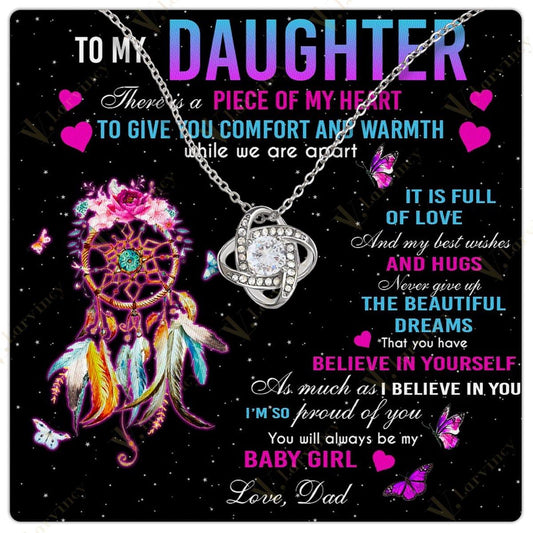 To My Daughter Necklace From Dad, Jewelry For A Daughter From Daddy With Gift Box And Personalized Message Card, Beautiful Dreams - Larvincy