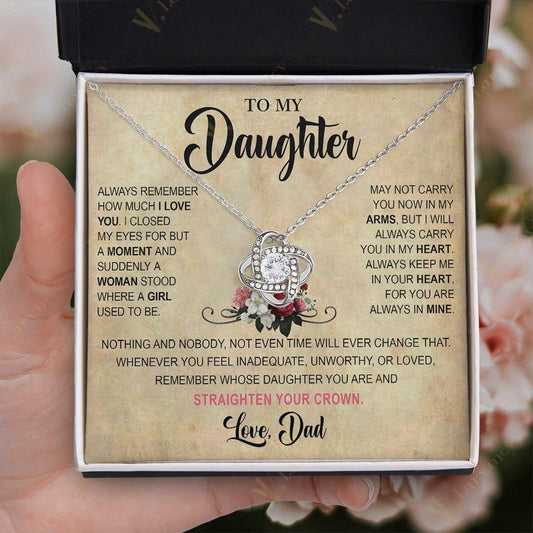 To My Daughter Necklace From Dad, Jewelry For A Daughter From Daddy With Gift Box And Personalized Message Card, Alway Carry You - Larvincy