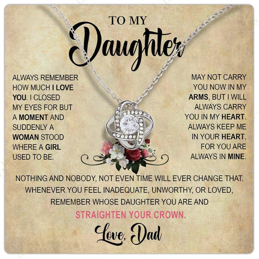 To My Daughter Necklace From Dad, Jewelry For A Daughter From Daddy With Gift Box And Personalized Message Card, Alway Carry You - Larvincy