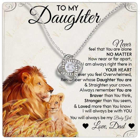 To My Daughter Necklace From Dad, Jewelry For Daughter From Dad With Gift Box And Personalized Message Card, Always Be With You, Lion And Baby Painting - Larvincy