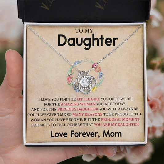To My Daughter Necklace From Mom, Jewelry For A Daughter From Mom With Gift Box And Personalized Message Card, The Precious Daughter - Larvincy