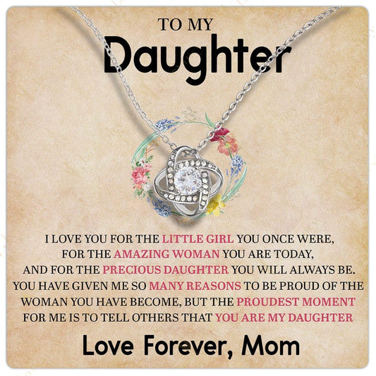 To My Daughter Necklace From Mom, Jewelry For A Daughter From Mom With Gift Box And Personalized Message Card, The Precious Daughter - Larvincy