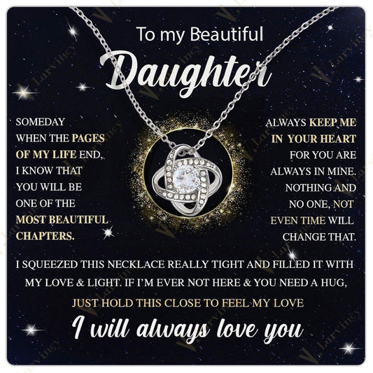 To My Daughter Necklace From Mom, Jewelry For Daughter From Mom With Gift Box And Personalized Message Card, Wreath Of Golden Stars, In Your Heart - Larvincy