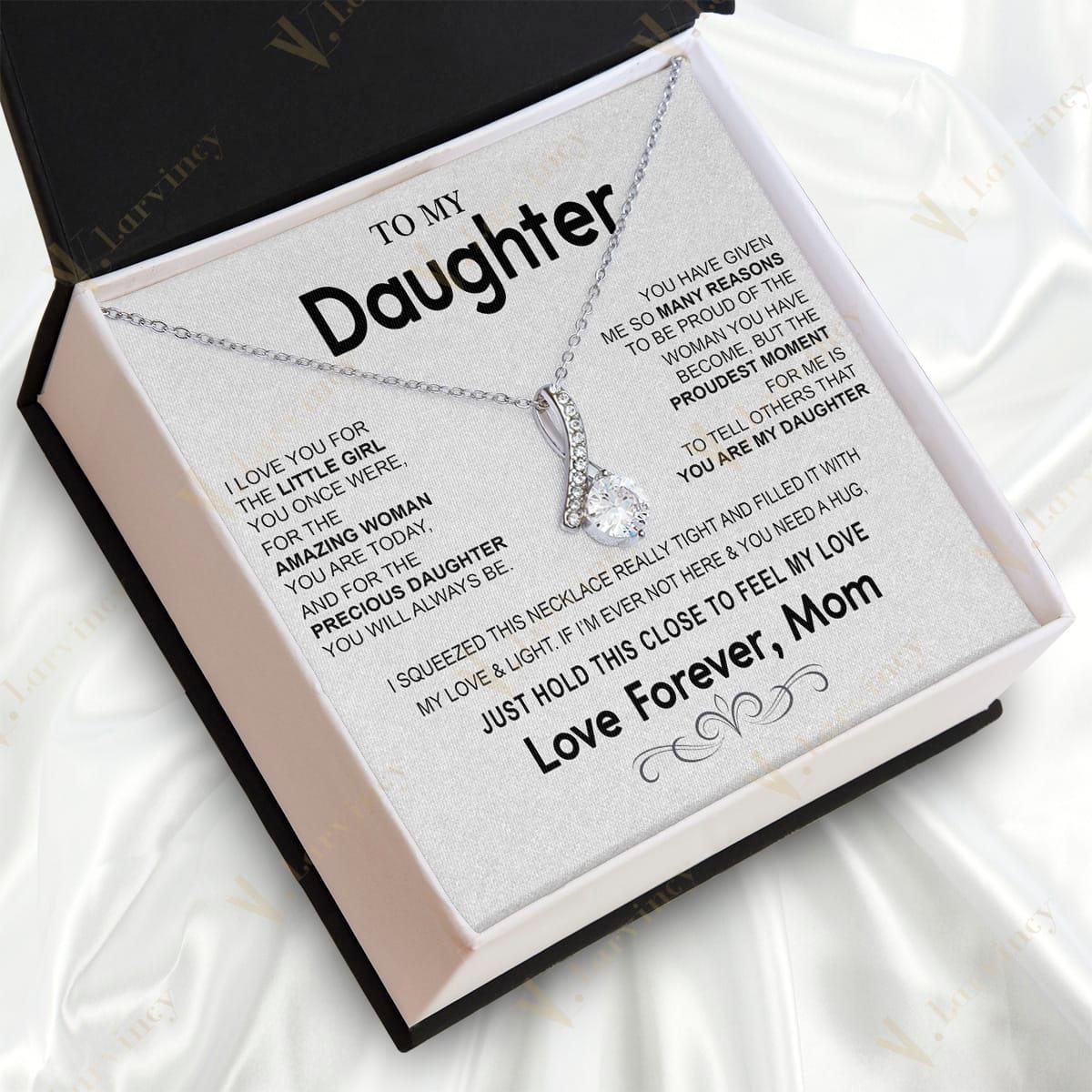To My Daughter Necklace From Mom, Jewelry For A Daughter From Mom With Gift Box And Personalized Message Card, Proudest Moment - Larvincy