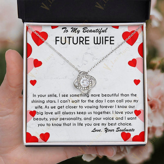 Fiance Gift For Her, To My Future Wife Necklace, Soulmate Necklace, Jewelry Birthday Gift For Future Wife With Gift Box Personalized Message Card, Hearts Red Art - Larvincy Jewel