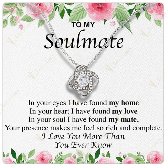 To My Soulmate Necklace, Jewelry Gift For Wife From Husband, Birthday Gift, Wedding Anniversary Gifts For Wife With Gift Box Personalized Message Card, Rose Painting - Larvincy Jewel