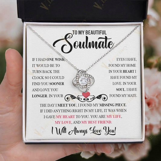 To My Soulmate Necklace, Jewelry Gift For Wife From Husband, Birthday Gift, Wedding Anniversary Gifts For Wife With Gift Box Personalized Message Card, My Missing Piece - Larvincy Jewel