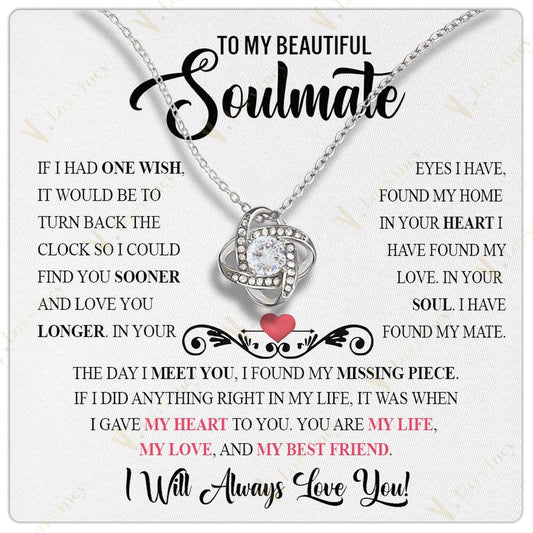 To My Soulmate Necklace, Jewelry Gift For Wife From Husband, Birthday Gift, Wedding Anniversary Gifts For Wife With Gift Box Personalized Message Card, My Missing Piece - Larvincy Jewel