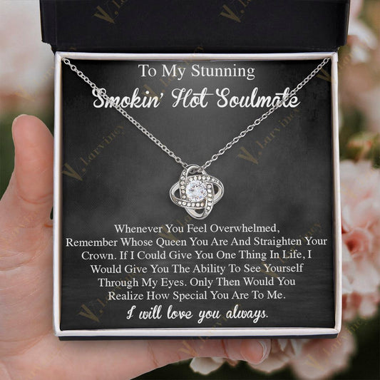 To My Soulmate Necklace, Jewelry Gift For Wife From Husband, Birthday Gift, Wedding Anniversary Gifts For Wife With Gift Box Personalized Message Card, Queen You Are - Larvincy Jewel