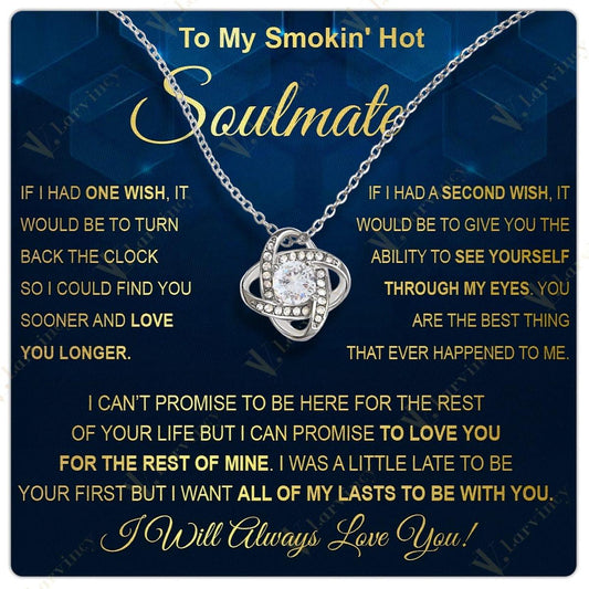 To My Soulmate Necklace, Jewelry Gift For Wife From Husband, Birthday Gift, Wedding Anniversary Gifts For Wife With Gift Box Personalized Message Card, Love You Longer - Larvincy Jewel
