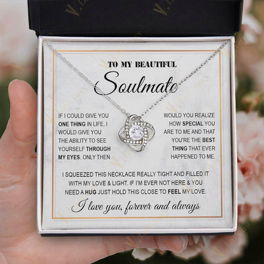 To My Soulmate Necklace, Jewelry Gift For Wife From Husband, Birthday Gift, Wedding Anniversary Gifts For Wife With Gift Box Personalized Message Card, Leaf Draw - Larvincy Jewel