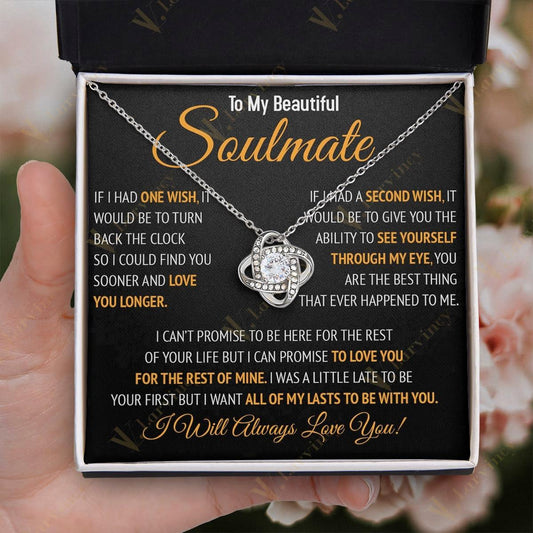 To My Soulmate Necklace, Jewelry Gift For Wife From Husband, Birthday Gift, Wedding Anniversary Gifts For Wife With Gift Box Personalized Message Card, Love You - Larvincy Jewel