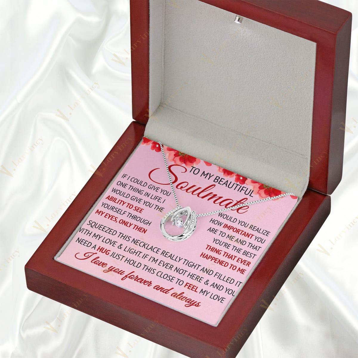 To My Soulmate Necklace, Jewelry Gift For Wife From Husband, Birthday Gift, Wedding Anniversary Gifts For Wife With Gift Box Personalized Message Card, Flower Red - Larvincy Jewel