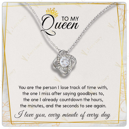 To My Wife Necklace From Husband, Soulmate Necklace, Birthday Gift, Jewelry Wedding Anniversary Gifts For Wife With Gift Box Personalized Message Card, Queen Crown Gold - Larvincy Jewel