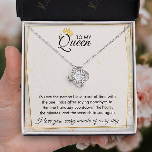 To My Wife Necklace From Husband, Soulmate Necklace, Birthday Gift, Jewelry Wedding Anniversary Gifts For Wife With Gift Box Personalized Message Card, Queen Crown Gold - Larvincy Jewel